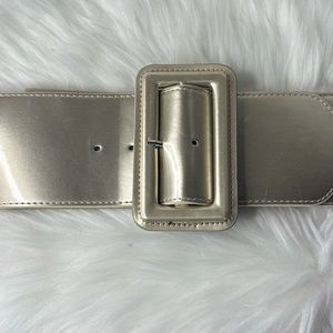 Womens Wide Buckle Vintage Gold Elastic Belt